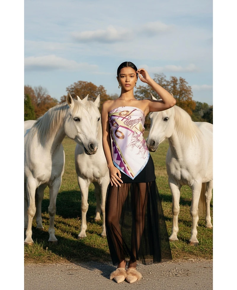 Jessie Zhao New York Double Sided Silk Scarf Jungle Party