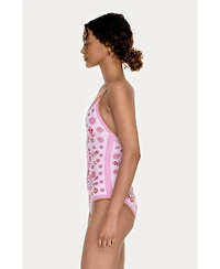 Jessie Zhao New York Women's Pink Garden Reversible V-Neck One-Piece Swimsuit