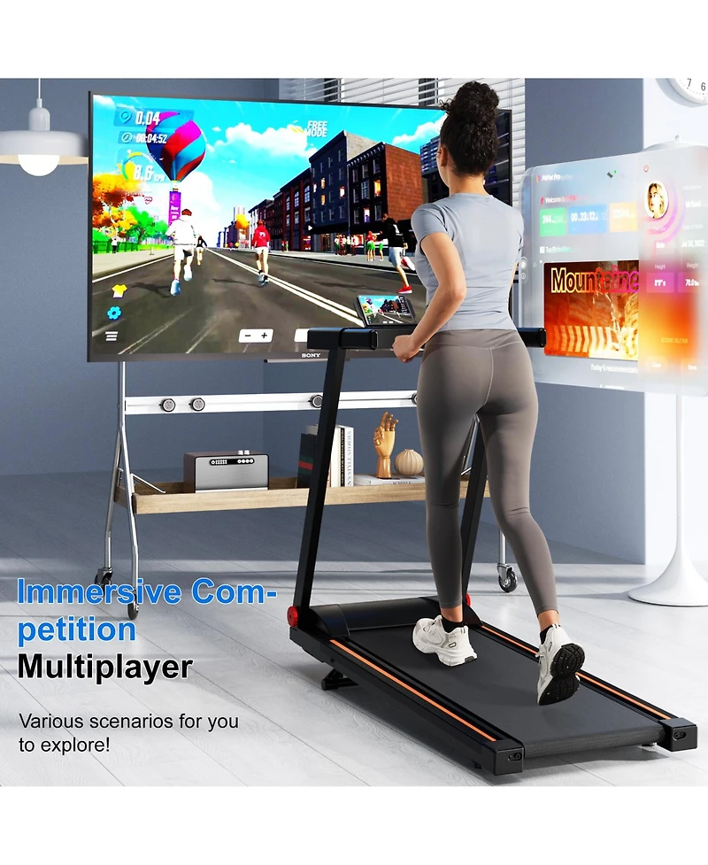 DeerRun Treadmills for Home with Incline and Handles, 3.0 Hp Foldable Treadmill Running Machine with Smart App