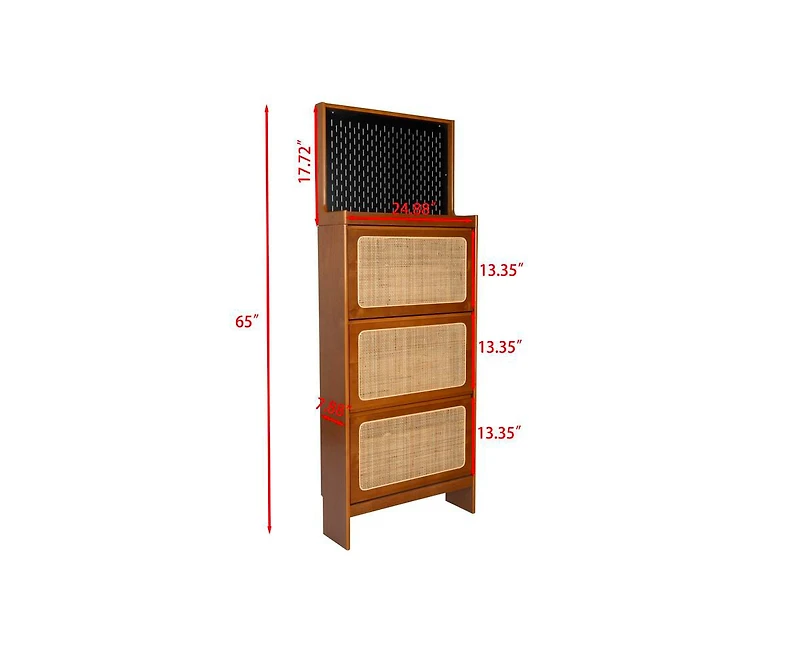 Casainc Rattan Shoe Cabinet with 3 Flip Drawers