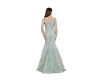 Lara Women's Long Sleeve Mermaid Beaded Gown