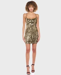 Alex & Sophia Juniors' Bungee Straps Bodycon Sleeveless Dress