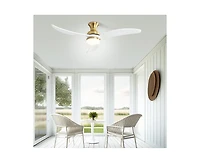 52-inch Modern Classic Golden 3-Blade Flush Mount with Intelligent Remote Control and Light