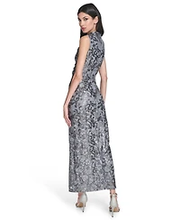 Vince Camuto Women's Sequin Lace High-Cowl Neck Dress