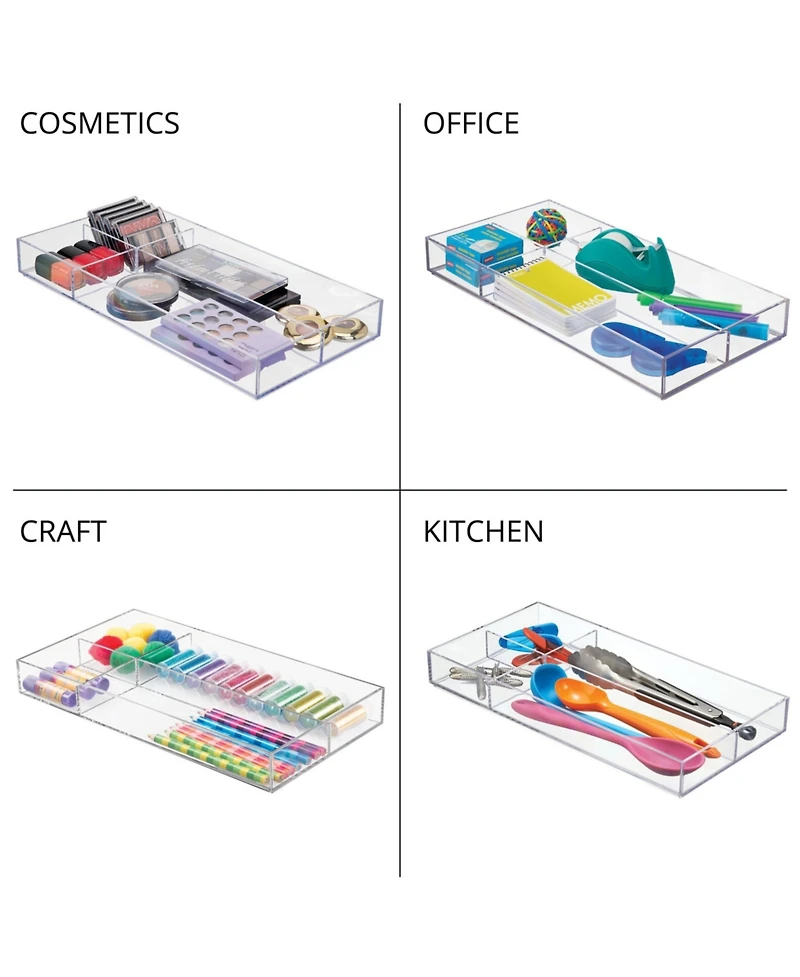 iDesign 4-Section Stackable Makeup Drawer Organizer - Clear