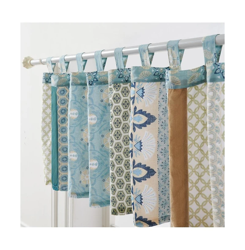 Greenland Home Fashions Thalia Stylized Florals and Geometric Prints Bohemian Ultimate Comfort Valance 84"x21" Blue