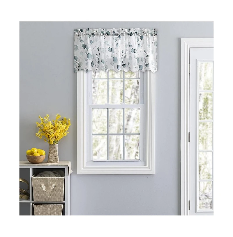 Ellis Curtain Eucalyptus Crushed Taffeta Rod Pocket Valance - 48x15", Spa