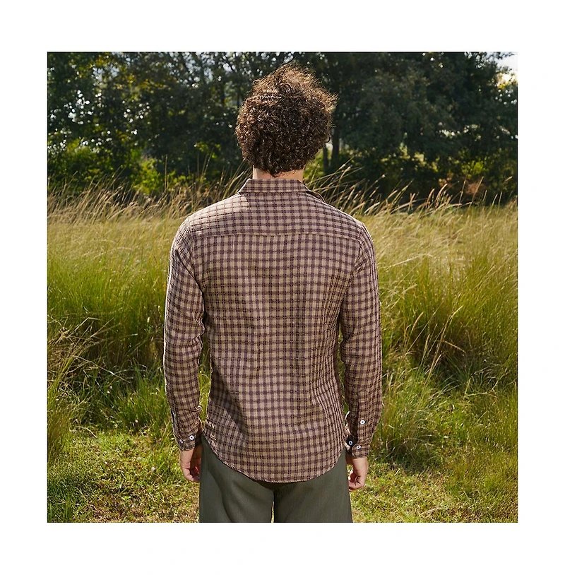 Campus Sutra Men's Mocha Brown Bi-Check Shirt