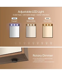Hauschen Home 32x24inch Lighted Medicine Cabinet with Mirror, Dimmable, 3000K/5500K, Adjustable Shelf, Flat-Pack Design, Assembly Required (Walnut)