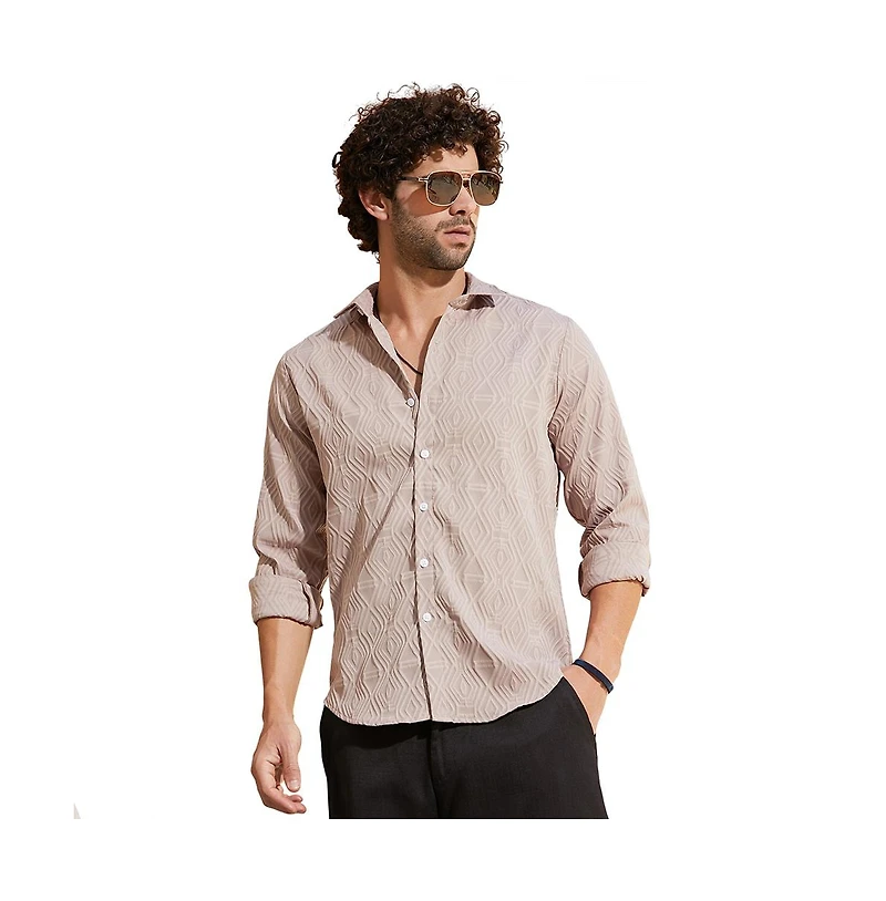 Campus Sutra Men's Dusty Pink Illuminator-Tactile Shirt