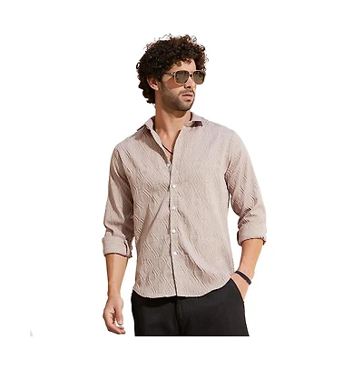 Campus Sutra Men's Dusty Pink Illuminator-Tactile Shirt