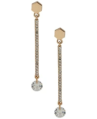 Dkny Cubic Zirconia and Crystal Glass Stone Hex Pave Bar Linear Earrings