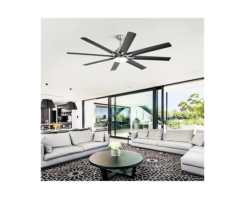 Sofucor 66-inch Modern Sand Nickel 8-blade Ceiling Fan with Intelligent Remote Control and App Timing Function for Various Indoor Layouts