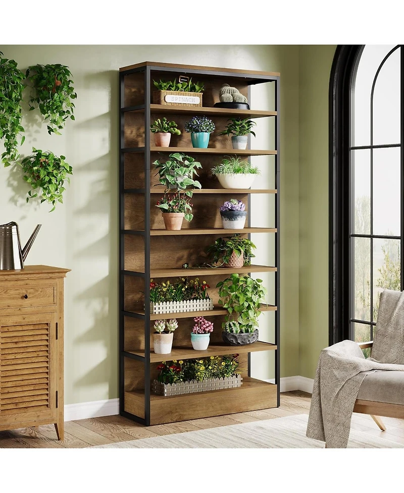 Tribesigns 71" Tall Kitchen Pantry, 8-Tier Industrial Storage Etagere with Solid Back, Freestanding Pantry Organizer with Metal Frame