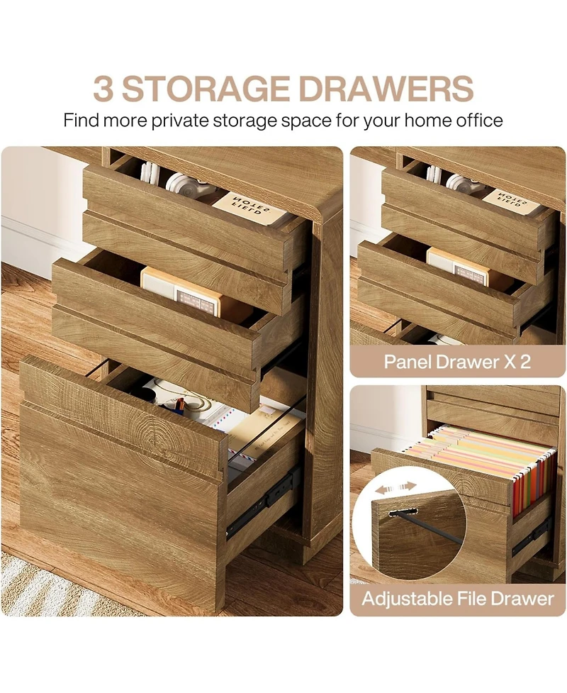 Tribesigns Gaming Desk, Computer Desk with 3 Drawers, Farmhouse Study Table with Storage Cabinet
