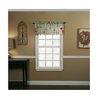 Balmoral Floral Print Semi Sheer Valance Curtain 48-Inch-by-15-Inch - Sage / Wine