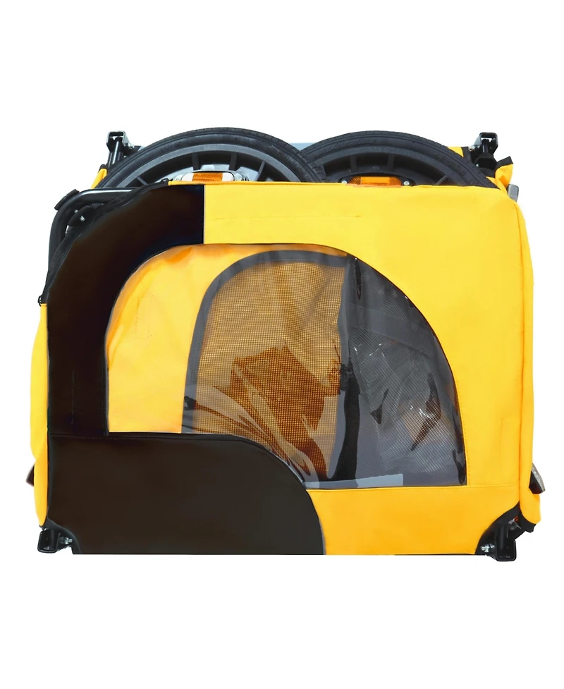 Aostirmotor Yellow Pet Bike Dog Cart for Bicycle Suitable for Small and Medium Pets Folding Cart Frame Quick Release Wheel Internal Leash