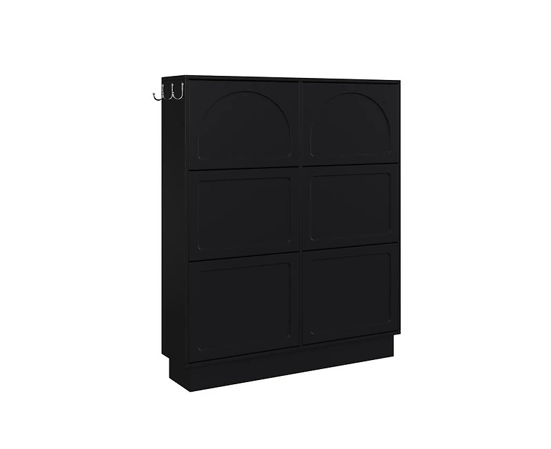 Casainc Modern Elegant Narrow Tipping Bucket Shoe Cabinet with 6 Flip Drawers