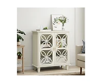 Casainc Freestanding Storage Cabinet With Tempered Glass Door