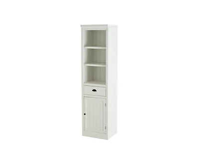 Casainc 75" Freestanding 5-Tier Display Storage Cabinet Book Shelf with 1 File Drawer