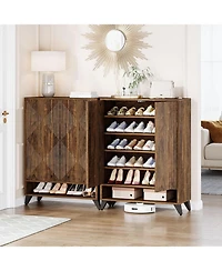 Tribesigns Shoe Cabinet with Doors, 6-Tier Entryway Shoe Storage Cabinet with Adjustable Shelves