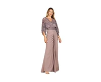 Lara Women's Draped Skirt Gown with Cape Sleeves