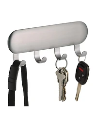 iDesign Self-Adhesive Key Rack with 4 Hooks - Set of 4 - Brushed