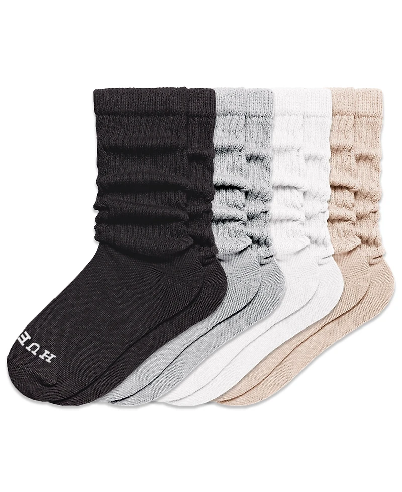 Hue Women's 4-Pack Wide Ribbed Slouch Casual Socks