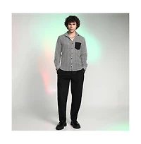 Campus Sutra Men's Onyx Black & Cream White Zig-Zag Block Shirt