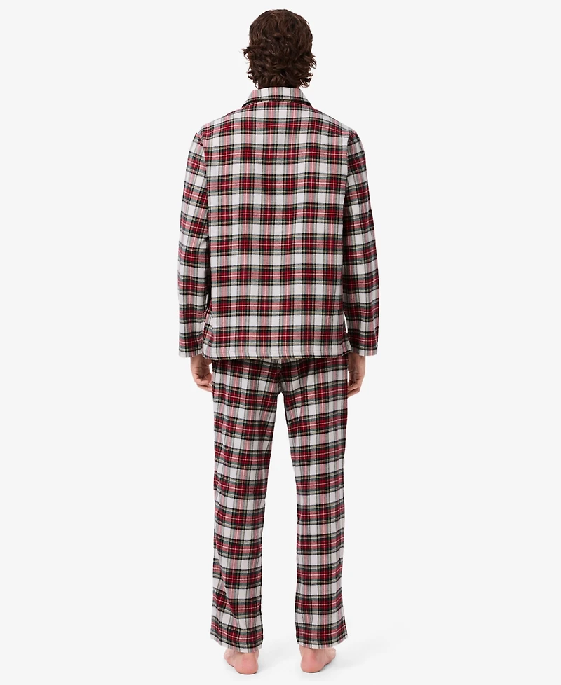Lacoste Men's 2-Piece Flannel Crewneck Top and Pajama Set