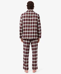 Lacoste Men's 2-Piece Flannel Crewneck Top and Pajama Set
