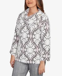 Ruby Rd. Petite Medallion Jacquard Sweater Knit Top
