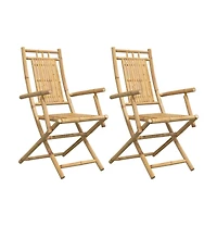 vidaXL Garden Chair Set of 2 Natural Bamboo Bamboo Medium Foldable