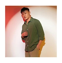 Campus Sutra Men's Forest Green Floral-Textured Shirt