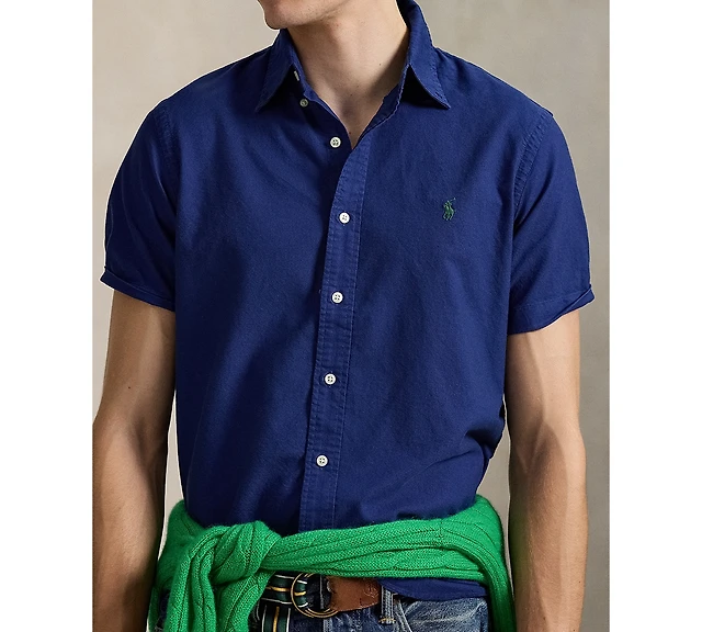 Fashion Macy's Ralph Lauren Men's Dress Shirts Custom Fit Striped  Poplin Shirt