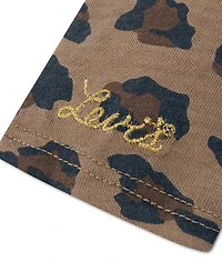 Levi's Girls Toddler 2T-4T 2-Piece Leopard-Printed Top and Pleated Skirtall Set