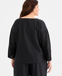 Style & Co Plus Lace Patchwork Round Neck Top