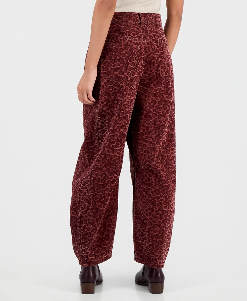 Blank Nyc Women's Animal Printed Flocked Barrel-Leg High Rise Jeans