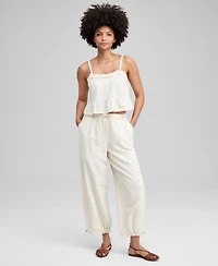 Now This Womens Cotton Floral Jacquard Drawstring Pants Macys Exclusive