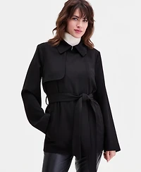Calvin Klein Women's Short Belted Crepe Trench Coat