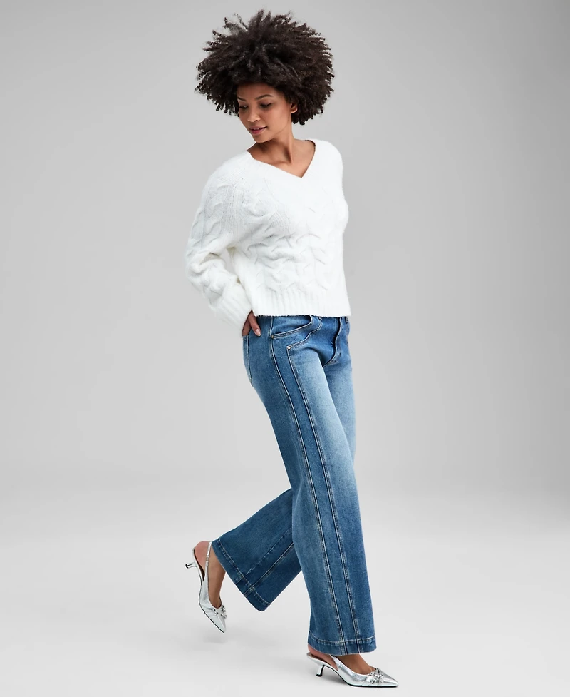 And Now This Women's Long-Sleeve V-Neck Sweater, Macy's Exclusive