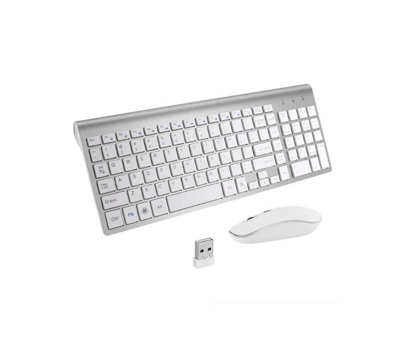 Wireless Keyboard and Mouse Combo - Scissor Ultra-Thin Silent Ergonomic Keyboard with Numeric Keys - 2.5G Receiver for Pc, Laptop