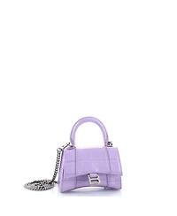 Pre-Owned Balenciaga Mini Hourglass Chain Top Handle Bag Embossed Leather