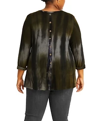 Coin 1804 Plus Tie Dye Cozy Button Back Top