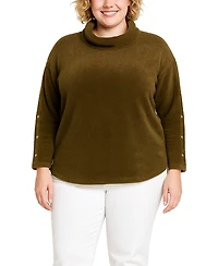 Coin 1804 Plus Cozy Rib Cowl Neck Top