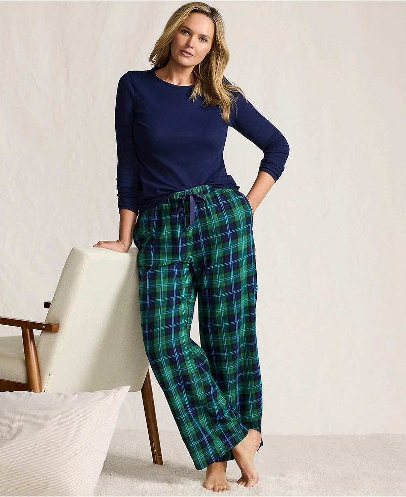 Lands' End Plus Flannel Wide Leg Sleep Pants