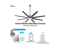 76-inch Modern and Simple Sand Nickel 8-Blade Ceiling Fans with Remote Control and Lighting Kit