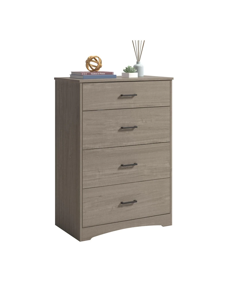 Airsurfer 4 Drawer Chest Brown Finish Modern Bedroom Dresser Storage Cabinet with Spacious Drawers for Clothes and Accessories
