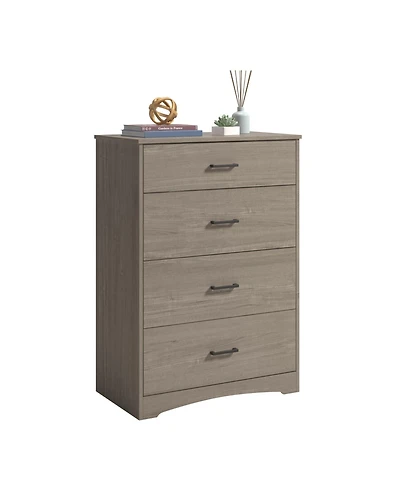 Airsurfer 4 Drawer Chest Brown Finish Modern Bedroom Dresser Storage Cabinet with Spacious Drawers for Clothes and Accessories