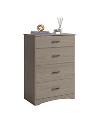 Airsurfer 4 Drawer Chest Brown Finish Modern Bedroom Dresser Storage Cabinet with Spacious Drawers for Clothes and Accessories